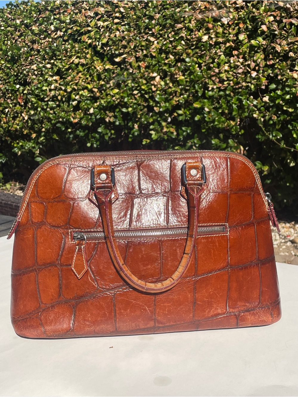 Rare Vintage Dooney & Bourke Nile Croco Domed Satchel Made In Italy 2002 - Picture 4 of 9